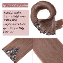 S-noilite Synthetic Clip In Hair Extensions Long Straight Clip In 8pcs/set Hairpieces 26inch Pure Color Pale Blonde Clip In Hair