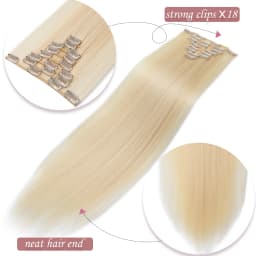 S-noilite Synthetic Clip In Hair Extensions Long Straight Clip In 8pcs/set Hairpieces 26inch Pure Color Pale Blonde Clip In Hair
