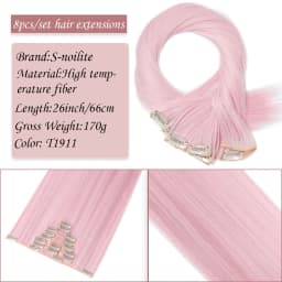 S-noilite Synthetic Clip In Hair Extensions Long Straight Clip In 8pcs/set Hairpieces 26inch Pure Color Pale Blonde Clip In Hair