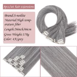 S-noilite Synthetic Clip In Hair Extensions Long Straight Clip In 8pcs/set Hairpieces 26inch Pure Color Pale Blonde Clip In Hair
