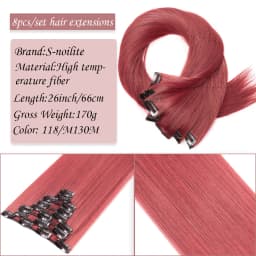 S-noilite Synthetic Clip In Hair Extensions Long Straight Clip In 8pcs/set Hairpieces 26inch Pure Color Pale Blonde Clip In Hair