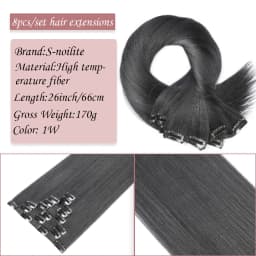 S-noilite Synthetic Clip In Hair Extensions Long Straight Clip In 8pcs/set Hairpieces 26inch Pure Color Pale Blonde Clip In Hair