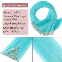 S-noilite Synthetic Clip In Hair Extensions Long Straight Clip In 8pcs/set Hairpieces 26inch Pure Color Pale Blonde Clip In Hair