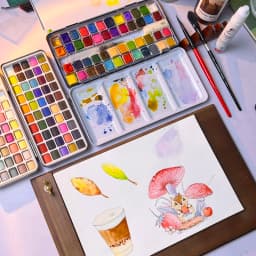 Ginflash 48/24colors Color Artistical Color Half Pan Pigment Paint Artist Painting Watercolors Set With Paint Brush
