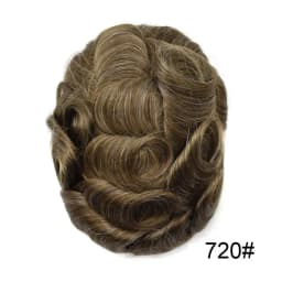 Invisible Full Poly Mens Toupee Thin Skin Hair System For Men 100% Human Hair Replacement All Clear PU Mens Wig