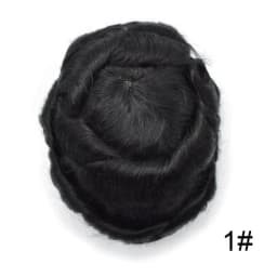 Invisible Full Poly Mens Toupee Thin Skin Hair System For Men 100% Human Hair Replacement All Clear PU Mens Wig