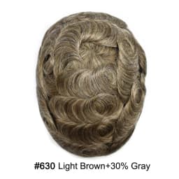 Invisible Full Poly Mens Toupee Thin Skin Hair System For Men 100% Human Hair Replacement All Clear PU Mens Wig