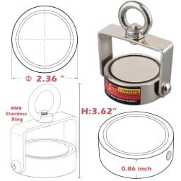 Two Side Strong Fishing Magnet Set 160KGX2 160KG Rotatable Salvage Magnetic Detecting Pot Metal Treasure Hunting