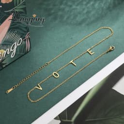 Duoying Letters VOTE Choker Necklaces 6 mm Pave Letter Custom Name Personalized Necklaces Minimalism Vote Necklaces for Women