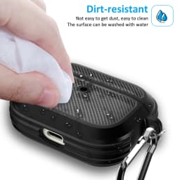 Carbon Fiber Silicone Case for AirPods Pro Full-Body Rugged Protective Cover with Keychain for Apple Airpods Pro Shockproof Case