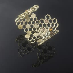 Gold Bee Honeycomb Cuff Wide Bangle Adjustable Beehive Bracelet for Women Party Jewelry Christmas Gift