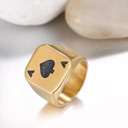 BONISKISS Unique Classic Poker Spades A Biker Cool Ring Stainless Steel Men's Ring Jewelry Silver Color Size 7-14 Wholesales