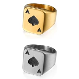BONISKISS Unique Classic Poker Spades A Biker Cool Ring Stainless Steel Men's Ring Jewelry Silver Color Size 7-14 Wholesales