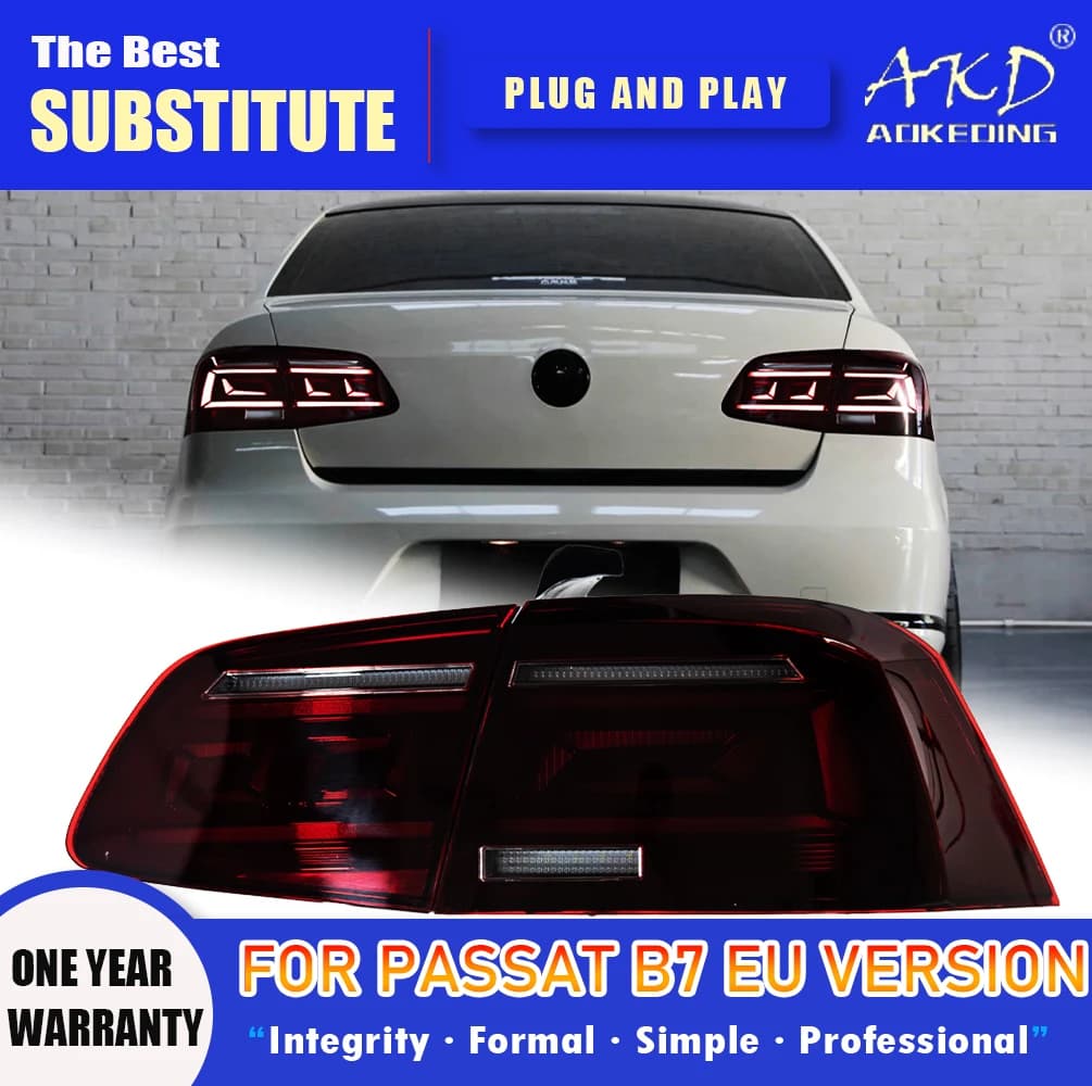 AKD Tail Lamp for VW Passat B7 EU Version LED Tail Light 2012-2016 Magotan Rear Fog Brake Turn Signal Automotive Accessories
