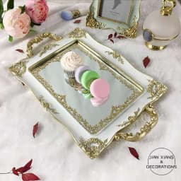 Mirror Glass Storage Tray Gold Rectangle Fruit Plate Desktop Jewelry Display Tray Plate Bathroom Storage Cosmetic Container