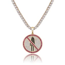 JINAO new Travis scott brand logo pendant necklace with 4mm tennis chain ice-out cubic zirconia pendant hip-hop jewelry gift