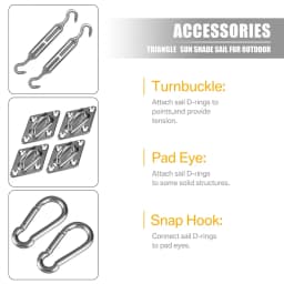 Shade Sail Hardware Kit with 15M Cable Wire Stainless Steel Awning Canopy Installation Kit Turnbuckles Eye Hook Kit for Garden
