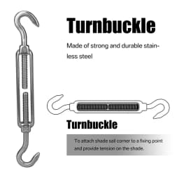 Shade Sail Hardware Kit with 15M Cable Wire Stainless Steel Awning Canopy Installation Kit Turnbuckles Eye Hook Kit for Garden