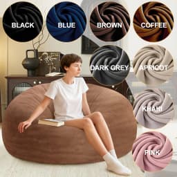 3-in-1 Adult Single Bean Bag Chair Bed, Memory Foam Convertible Lounger, Folds to Floor Mattress, Soft Washable Faux Fur Cover