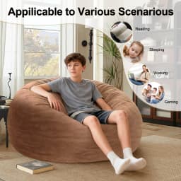 3-in-1 Adult Single Bean Bag Chair Bed, Memory Foam Convertible Lounger, Folds to Floor Mattress, Soft Washable Faux Fur Cover