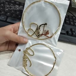 DOREMI 30-100 mm Stainless Steel Letter Earrings Round Custom Name Earrings Female Nameplate Earrings Anti-allergy 25-100mm