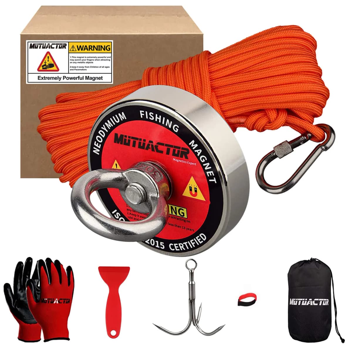 New Strong Retrieval Magnet Kit 400lb Grappling Hook N52 Magnets Fishing 20M Durable Rope Magnetic Search Recovery Salvage