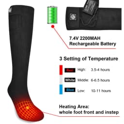 SAVIOR HEAT Rechargeable Heated Socks For Men and Women Electric Heated Socks Warm Foot Thermal Stocking with Battery Winter Ski
