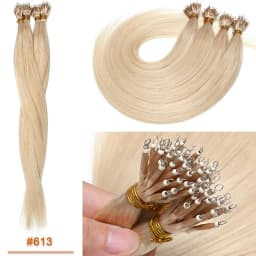 SEGO 1g/s 50 Strands Real Human Hair Nano Ring Hair Extensions Machine Remy Pre-Bonded Straight Micro Beads Nano Tip 16''-24''