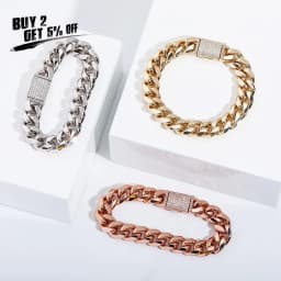 JINAO 10mm High Quality Cuban Chain Iced Out Cubic Zirconia Stones Bracelet Hip Hop Men and Women Jewelry For LoversGift