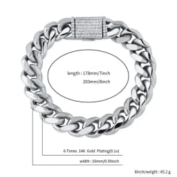 JINAO 10mm High Quality Cuban Chain Iced Out Cubic Zirconia Stones Bracelet Hip Hop Men and Women Jewelry For LoversGift