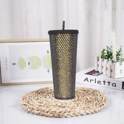 24 Oz Coffee Cup Summer Holiday Cold Water Mug Tumbler Cup With Straw Double Layer Plastic Durian Diamond Radiant Goddess Cups