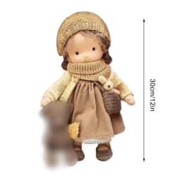 25/30cm Cartoon Cute Doll Knitting Wool Hair Head Girl Dolls With Dress Clothes Handmade Soft Stuffed Doll Girls Best Gift