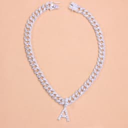Rhinestone Punk Men 26 Initial Letter Necklce Wholesale Thick Curb Cuban Link Necklace Women Female Iced Out Choker Set Alphabet