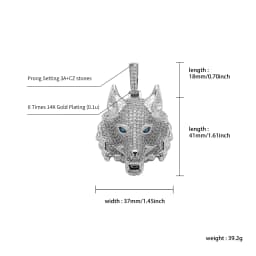 GUCY New Gold Silver Color Animal Wolf Head Pendant With Full Iced Out AAAA Cubic Zirconia Hip Hop Necklace Jewelry For Gift