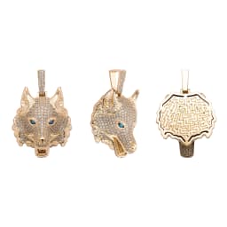 GUCY New Gold Silver Color Animal Wolf Head Pendant With Full Iced Out AAAA Cubic Zirconia Hip Hop Necklace Jewelry For Gift