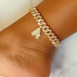 12mm DIY Layered Initial Cuban Link Chain Iced Out Anklets for Women Cuban Anklet Ankle Bracelet Stainless Steel Jewelry