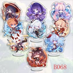 9Pcs/Set Acrylic Stand Model Wendi Tartaglia Hu Tao Yae Miko Raiden Shogun Figure Decoration Action Plate Toys