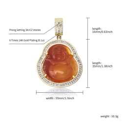 JINAO High Quality Maitreya Buddha Pendant Iced Out Cubic Zirconia Stones Necklace Hip Hop Fashion Jewelry For Women Gift