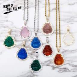 JINAO High Quality Maitreya Buddha Pendant Iced Out Cubic Zirconia Stones Necklace Hip Hop Fashion Jewelry For Women Gift