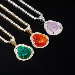 JINAO High Quality Maitreya Buddha Pendant Iced Out Cubic Zirconia Stones Necklace Hip Hop Fashion Jewelry For Women Gift