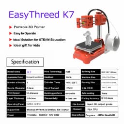 K7 Supper Mini Desktop Small 3D Printer 10*10*10cm No Heated Bed One-Key Printing with TF Card 3D Printe Machine Gift EasyThreed