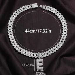 26 Baguette A-Z Initial Pendant Necklace Choker for Women Men Crystal Luxury Letter Cuban Link Chain Iced Out Necklace Jewelry