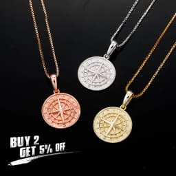 JINAO HIP HOP 925 Silver High Compass Quality Pendant&Necklace With 4mm Tennis Chain Men and Women Jewelry For Gift