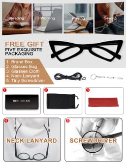 OCCI CHIAR Cat Eye Reading Glasses Women Lightweight Cute Readers Hyperopia Eyeglasses Frames Fashion Magnifying Eyewear 1 1.5 2