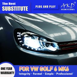 AKD Head Lamp for VW Golf 6 MK6 LED Headlight 2009-2012 Headlights Golf6 R20 DRL Turn Signal High Beam Angel Eye Projector Lens