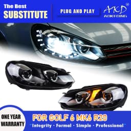 AKD Head Lamp for VW Golf 6 MK6 LED Headlight 2009-2012 Headlights Golf6 R20 DRL Turn Signal High Beam Angel Eye Projector Lens