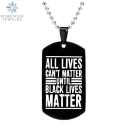SOMESOOR Black Lives Matter Powerful Fist Engraved Pendant Necklace Stainless Steel 45cm Bead Chains Jewelry For Women Gifts