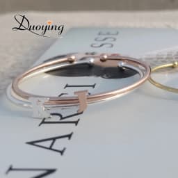 Duoying Fashion Initials Bangle Alphabet A to Z Personalized Custom Name 7MM Capital Letter Bracelet Custom Love Cuff Bangle
