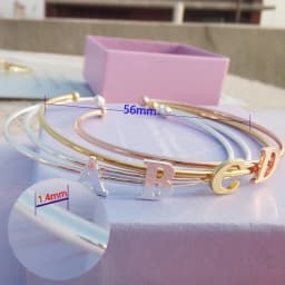 Duoying Fashion Initials Bangle Alphabet A to Z Personalized Custom Name 7MM Capital Letter Bracelet Custom Love Cuff Bangle