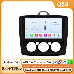 Hizpo 9" 2 Din 4G+WiFi Car Radio for Ford Focus Exi MT Mk2 MK3 2004-2011 Multimedia Player Android 14 GPS Navigation Head Unit